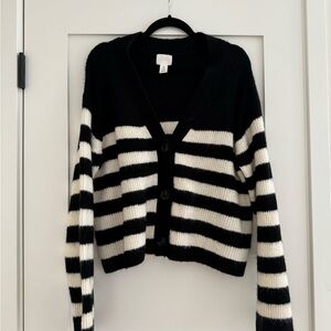 H&M Black and White Striped Cardigan